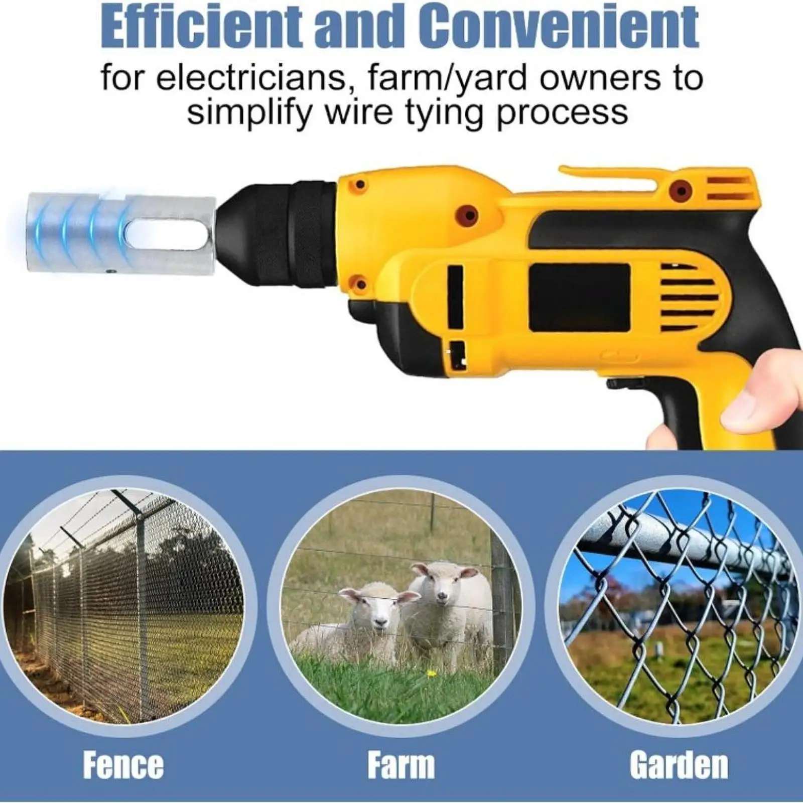 Twist Ties Drill Chuck Tool for 3/8 inch, for Fixing Chain Link and Loop Fence Carbon Steel, Portable, Fence Twist Tie Tool