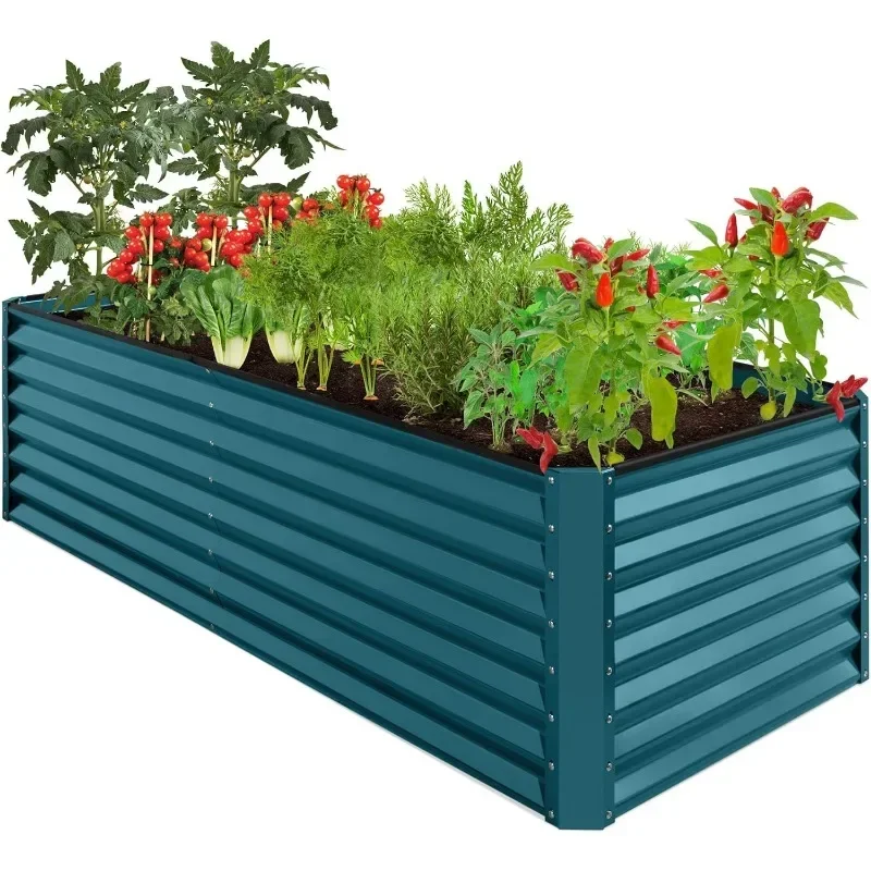 Best Choice Products 8x4x2ft Outdoor Metal Raised Garden Bed, Deep Root Planter Box For Vegetables,Flowers,Herbs, And Succulents