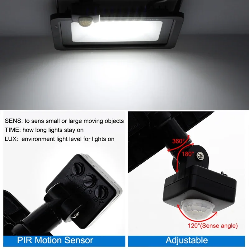 LED Floodlight PIR Motion Sensor 220V 10W 20W 30W 50W 100W 150W Reflector Flood Light Waterproof IP66 Outdoor Induction Lighting