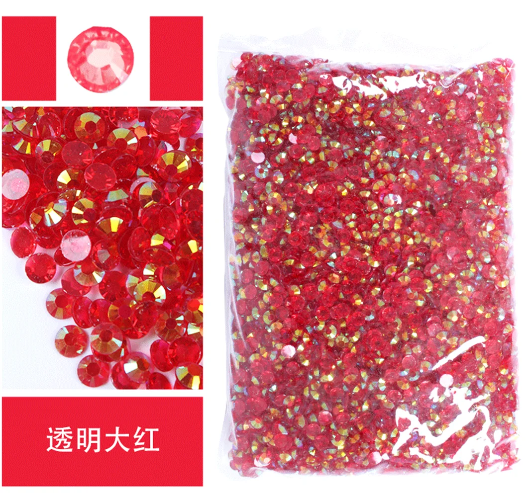 Jelly resin diamond red series2mm - 6mm Non Hot Fix  Rhinestones  For Craft DIY Tumblers Shoe Decoration