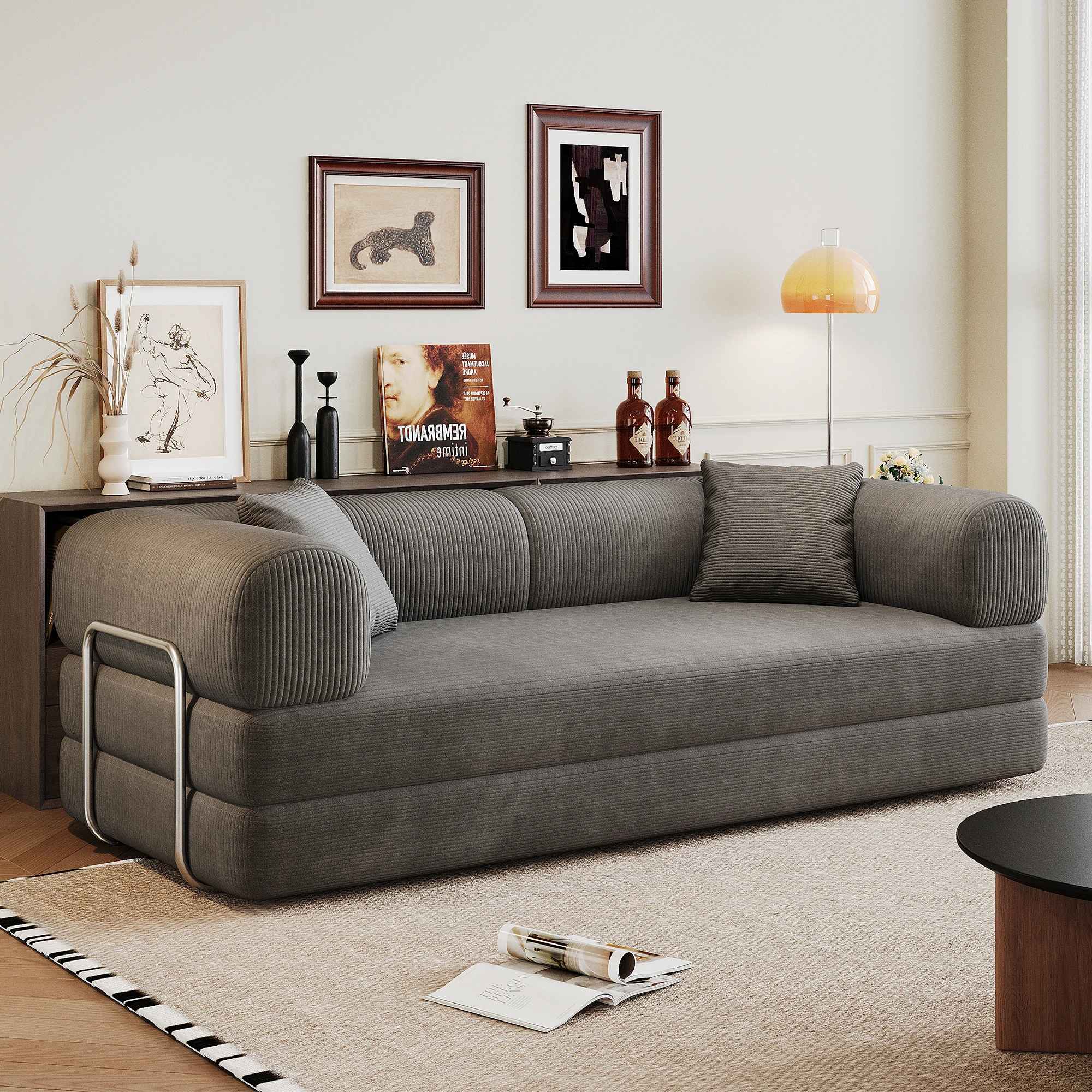 #Cube Design Genuine Leather Fashion Style Long Sofa Bench Solid Wood Frame Foot Stool For Home Bedroom Decor