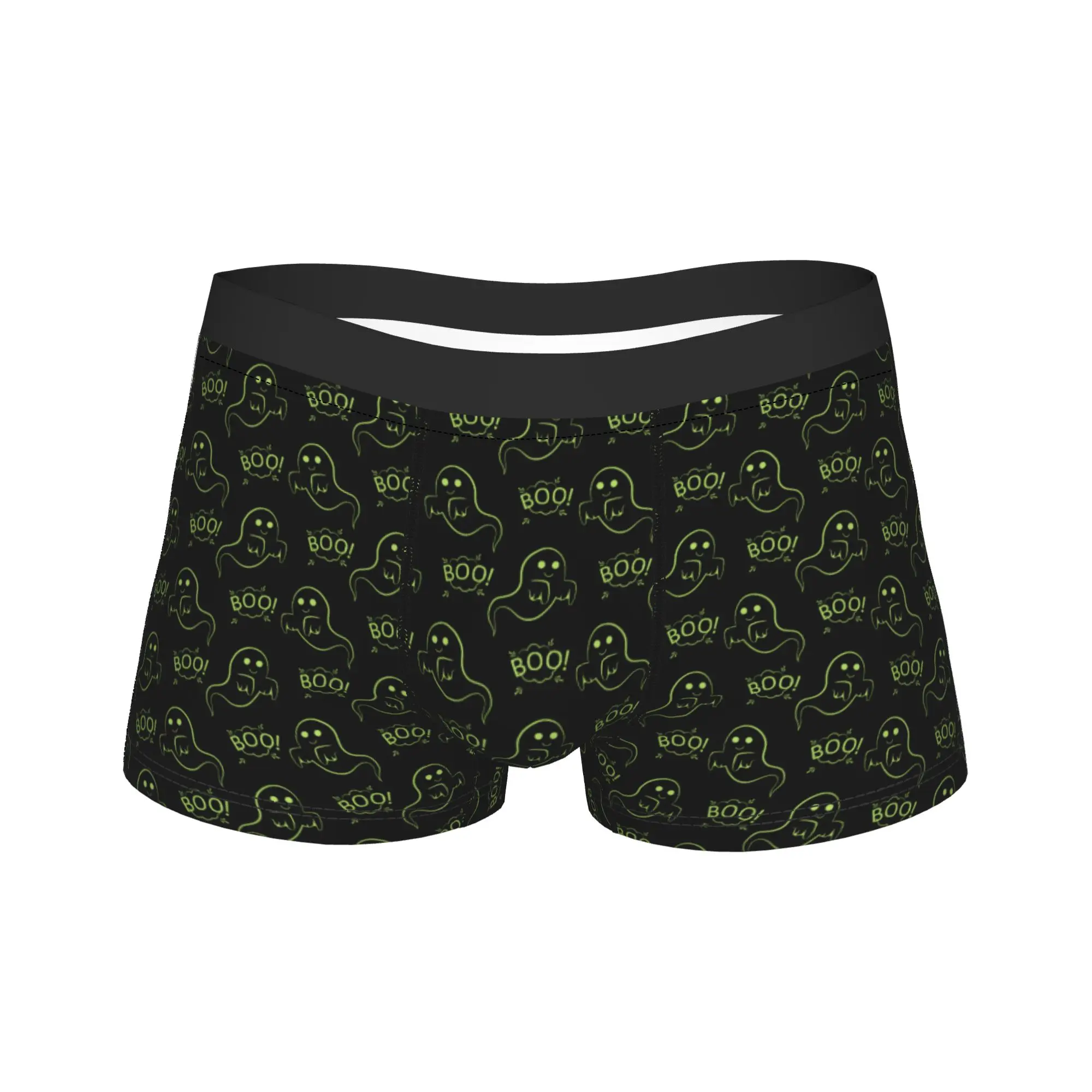 Men Cartoon Halloween Ghost Pumpkin Long Underwear  Humor Boxer Briefs Shorts Panties Male Breathable Underpants Plus Size