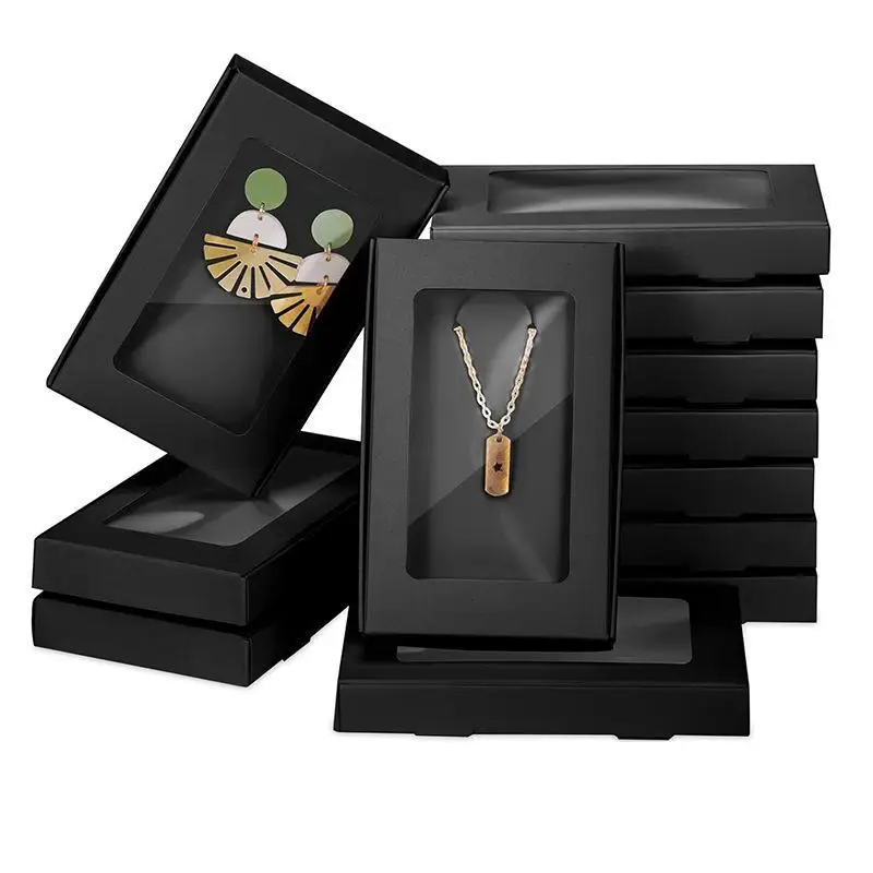 10PCS Window Folding Paper Box For Kraft Paper Postcard Photo Frame Holiday Greeting Card Candy Biscuit Packing Box