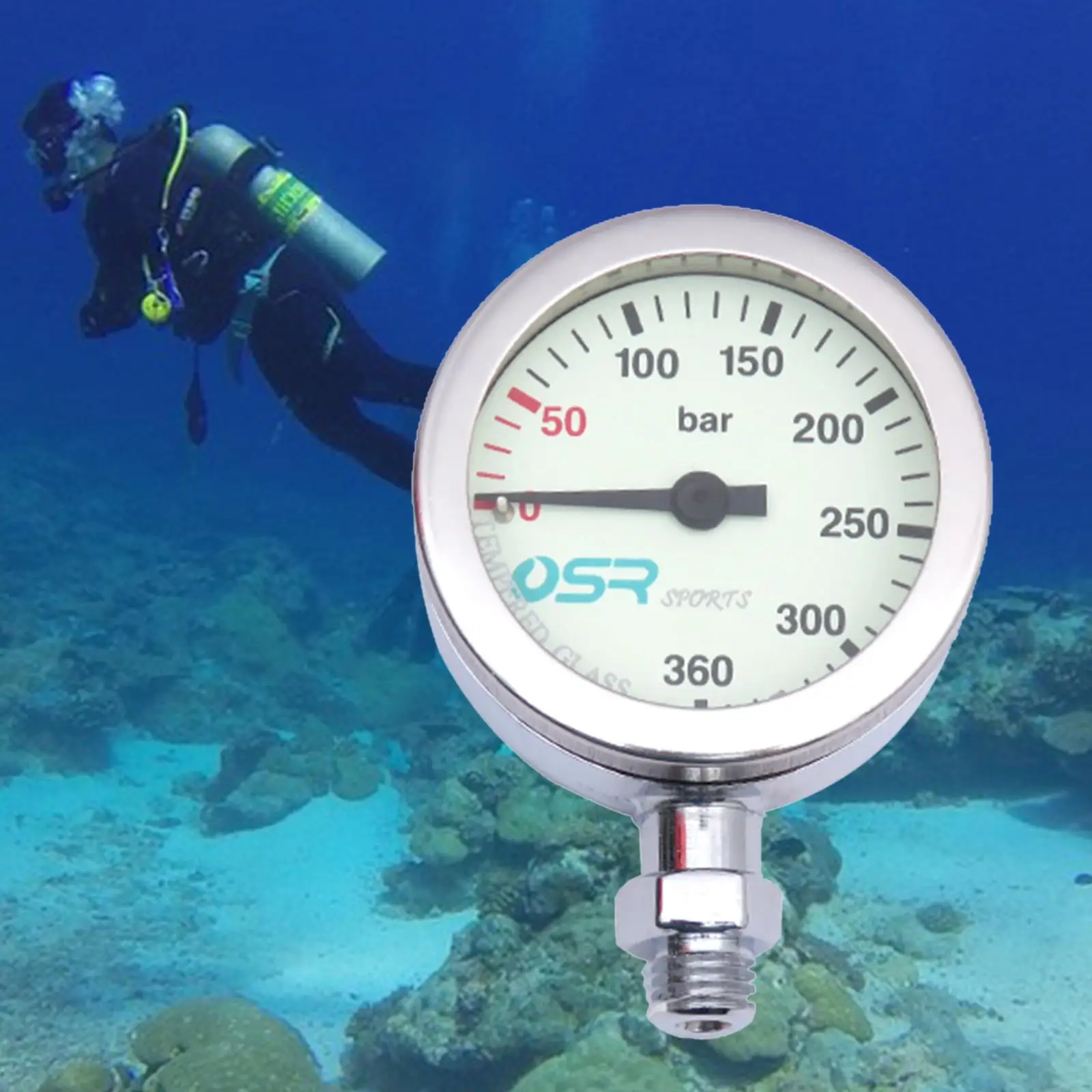 Flameer Scuba Dive Brass Pressure Gauge Readings With luminous