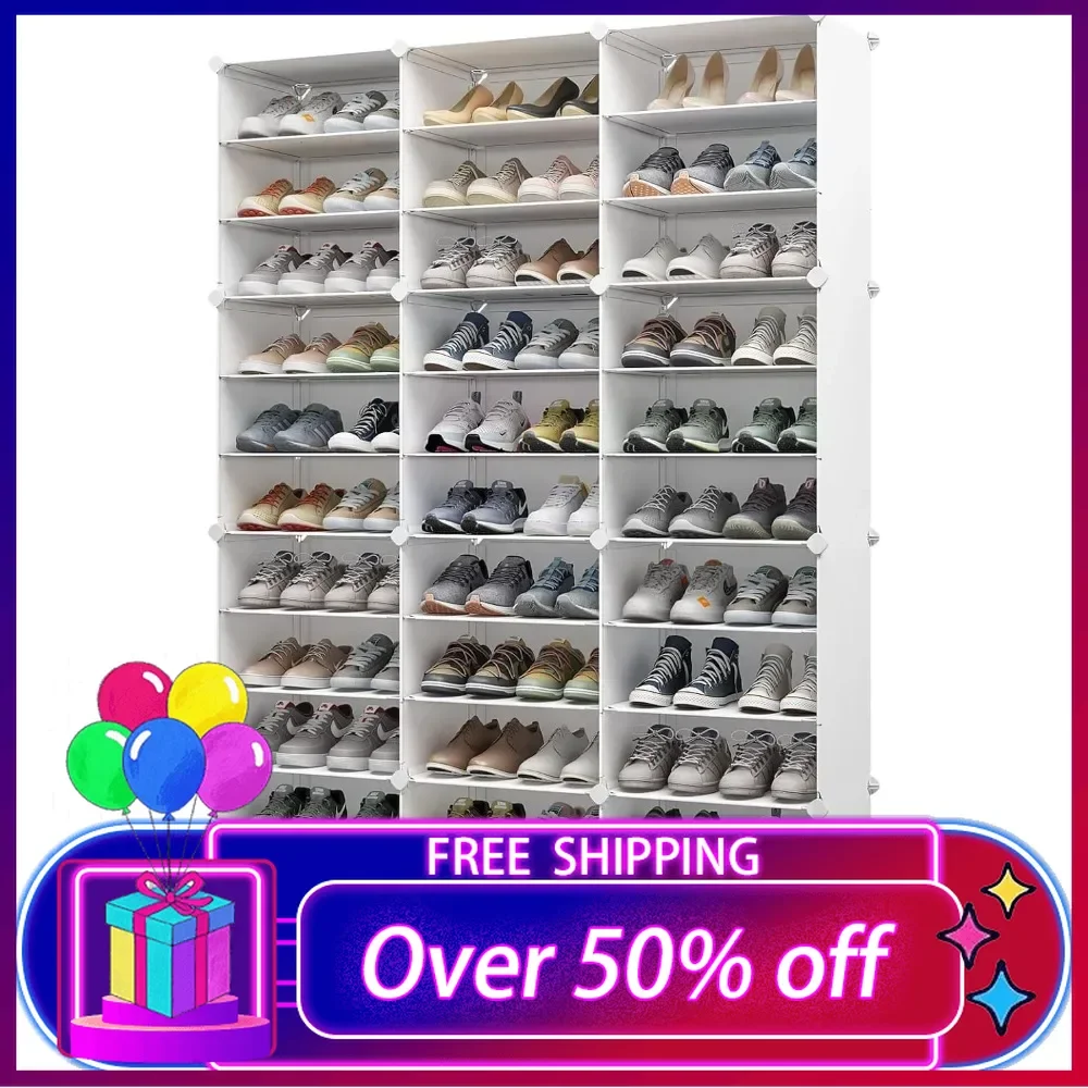 

72 Pairs Shoe Rack Organizer,Shoes Storage Cabinet,Shoe Closet Storage Organizer System,Large Tall Shoes Shelves,White