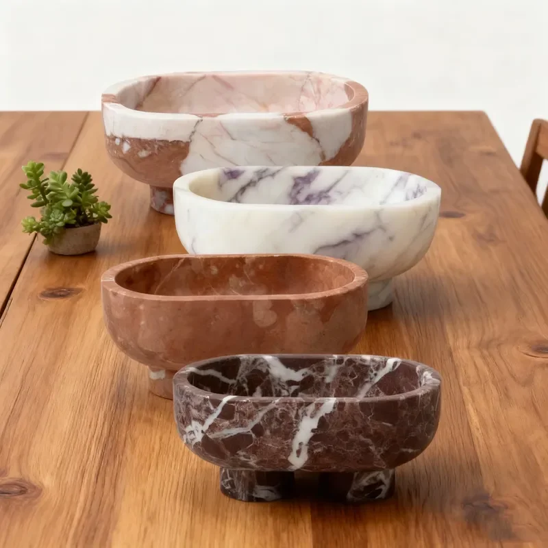 Nordic Modern Marble Serving Tray Natural Stone Rectangular Platter for Fruit Dessert Home Decor Hotel Villa Apartment