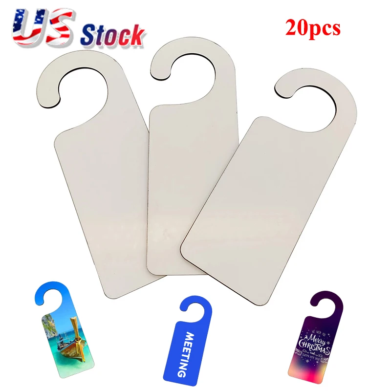 20PCs MDF sublimation blank door hanger 3.9in X 9.06in DIY photo logo custom printing door hangers Christmas gifts us stock