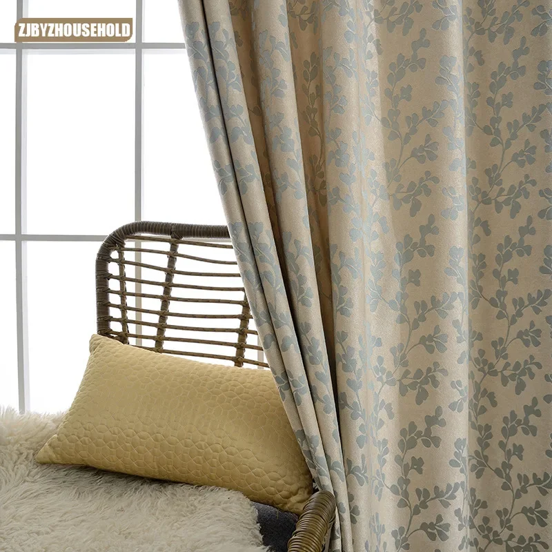 

Curtains for Living Dining Room Bedroom Modern Minimalist Chenille Blue Jacquard Curtains for Living Dining Room Bedroom.