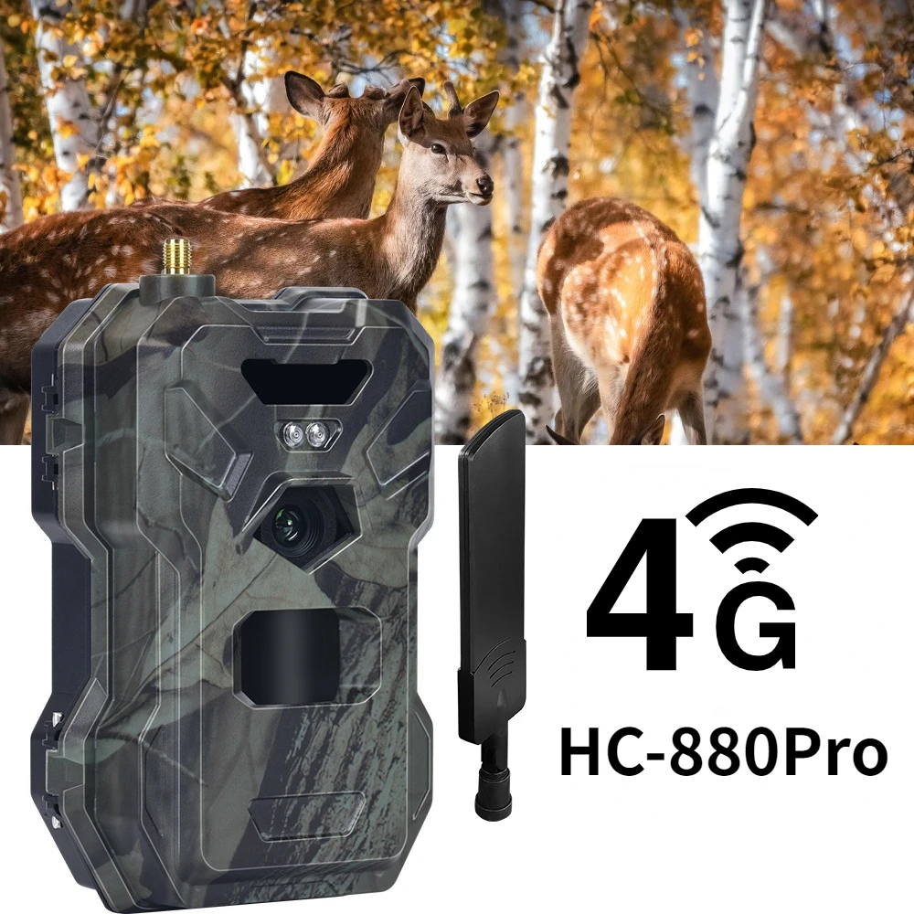 

HC-880Pro Outdoor 4G 30MP HD 2K Night Vision Trap Game 120 Degree Hunting Trail Cam Wireless APP Control Wildlife Camera