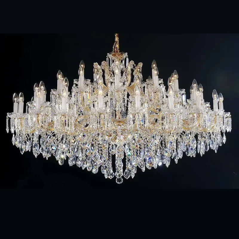 Luxury Crystal Arm Chandelier for Hotel Restaurant Villa Living Room Low Ceiling Decorative Lighting Fixture Traditional