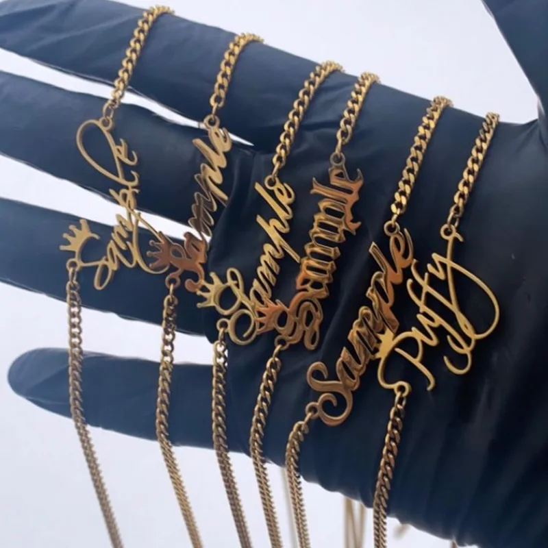 Sifisrri personal isierte benutzer definierte Name Halskette für Frauen Edelstahl Anhänger kursive Brief kette Halsreif Geburtstag Schmuck Geschenk