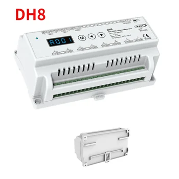 New 100-240VDC DALI/DMX RDM 8 channel relay unit controller 8CH*16A with numeric display/Din rail DH8(DT7) for LED lights lamp