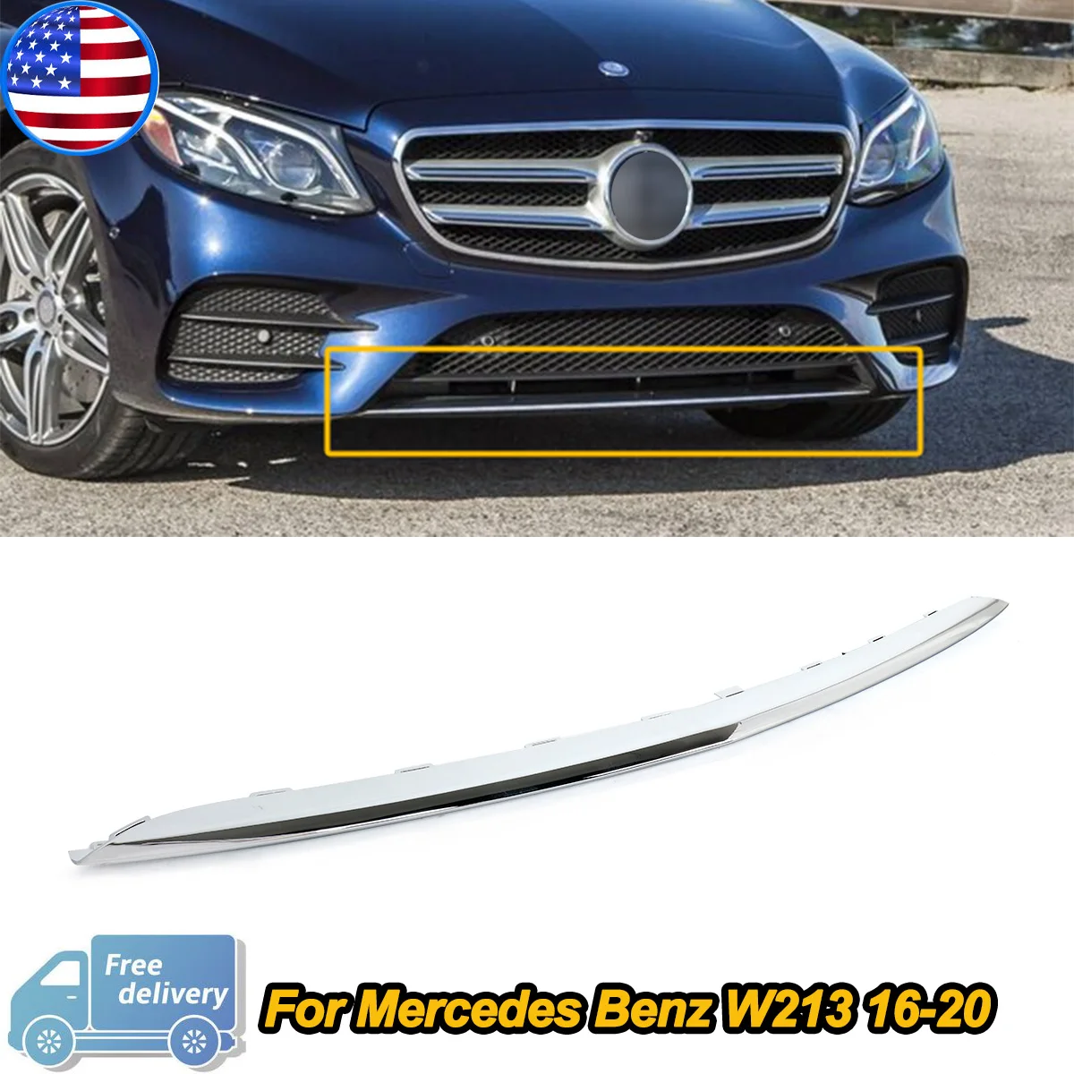 

Chrome Front Bumper Lower Trim for Mercedes Benz E-Class W213 E200 E220 E250 E300 E350 2016 2018 2018 2019 Front Splitter Lip