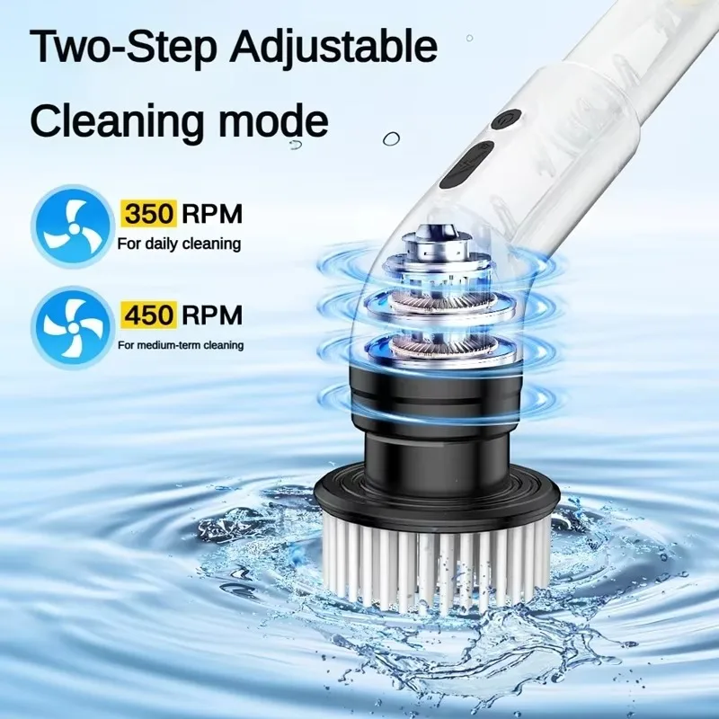 Multi-functional electric cleaning brush, adjustable telescopic household scrubber, suitable for cleaning kitchen bathroom tiles