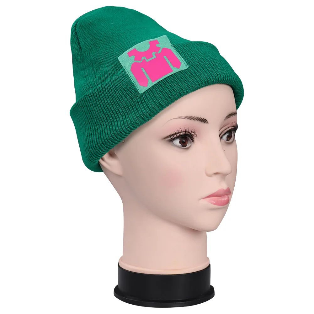 Valorant cosplay killjoy chapéu verde amarelo quente macio malha chapéus outono feminino meninas beanies halloween traje acessórios presentes