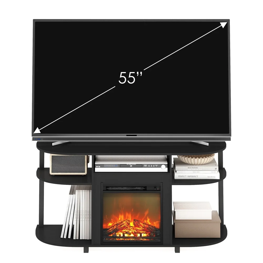 Jensen Open Storage Entertainment Center with Electric Fireplace TV Stand Up to 55 Inches Freestanding Design Durable Composite