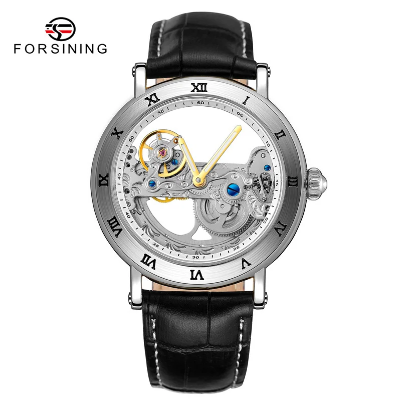 Forsining 208L Luxury Original Watches Men Transparent Dial Mechanical Automatic Analog Watch For Male Waterproof Bracelet