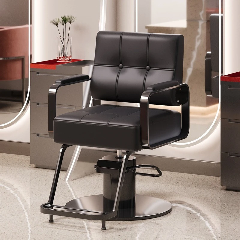 em-light luxury barber chair black modern simple professional hairdressing chair lifting swivel silla barbero salon furniture-