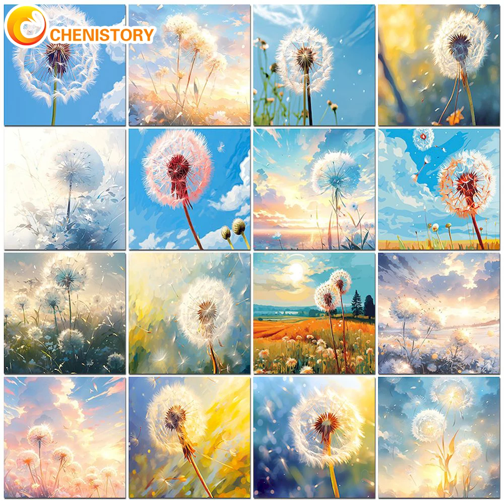 

CHENISTORY Painting By Number Adults,Flowers Dandelion,Arts,Paint Kit,Picture Drawing,Acrylic,Handwork,Personalized Gift,Home De