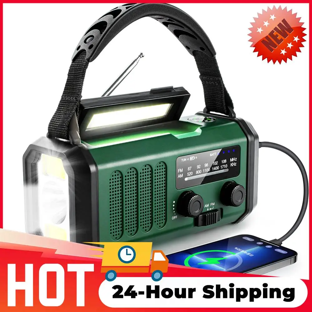 

Портативное радио с ручным приводом, аварийное радио, радио на солнечной энергии, AM/FM-радио, сигнализация SOS, светодиодный фонарик, многофункциональное радио ﻿