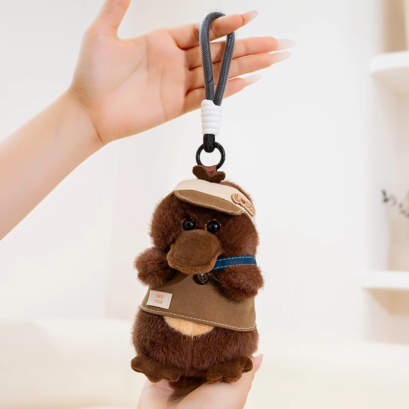 카와이 오리너구리 봉제 인형 어글리 오리너구리 봉제 인형 키체인 가방 펜던트 어린이 친구들을 위한 생일 선물