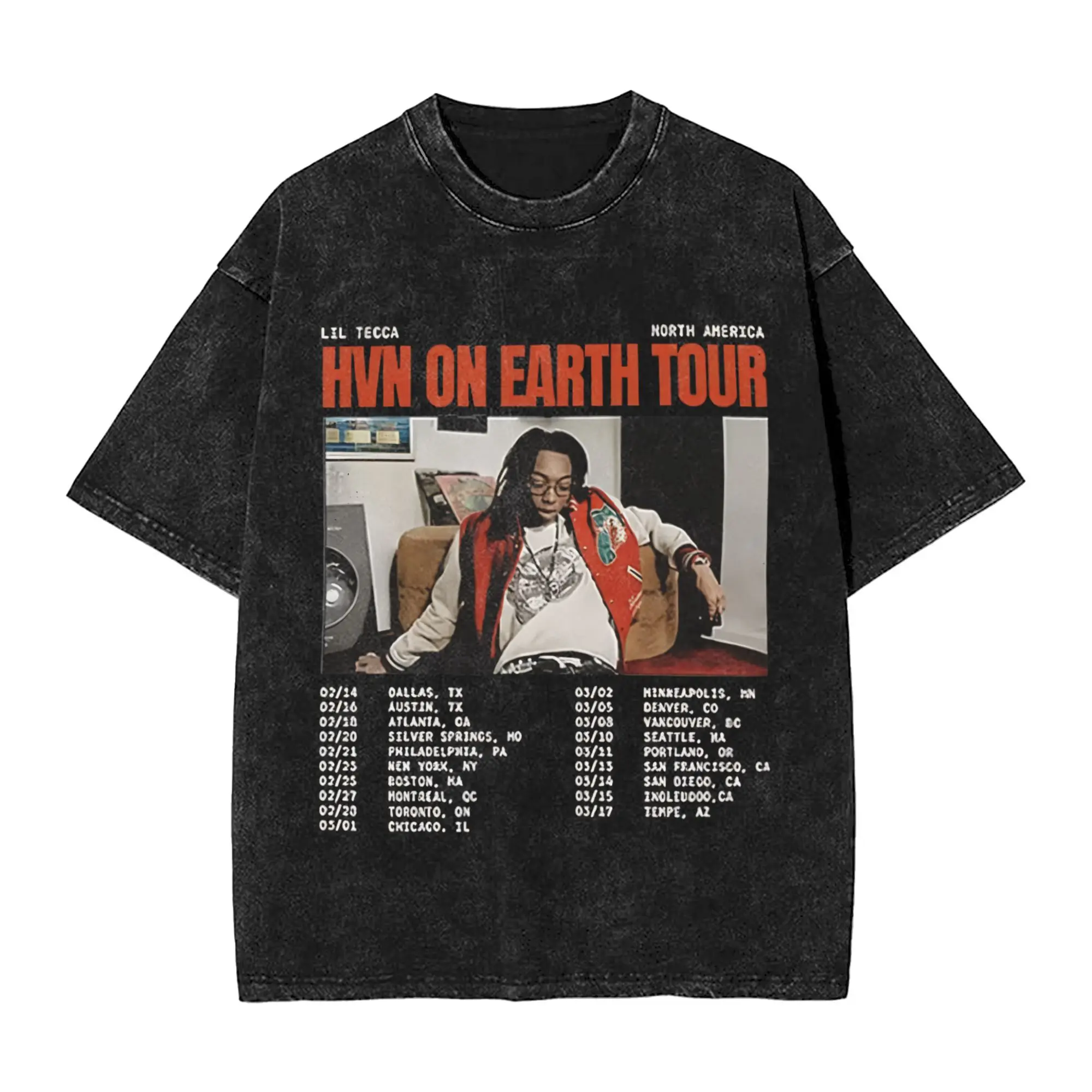 

Рэпер Lil Tecca Hvn on Earth Tour 2025, мужские хлопковые забавные футболки с круглым вырезом, футболка с короткими рукавами, летняя одежда