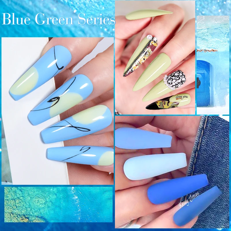 MEET ACROSS 12PCS/Set Pink Glitter Gel Nail Polish Macaron Blue Semi Permanent Nail Art Gel Varnish Spring Summer Manicure Kits