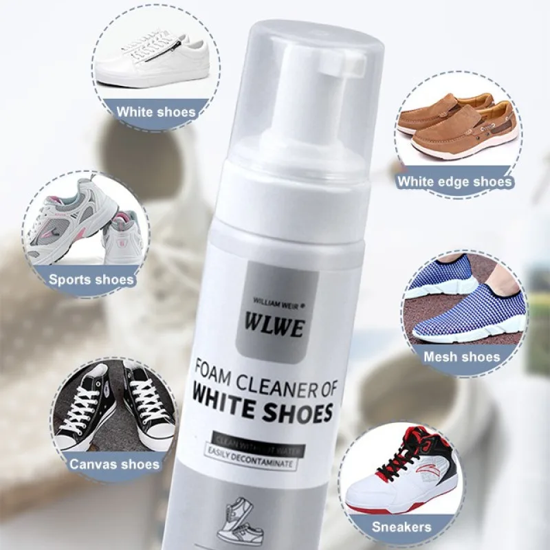 Portable NoRinse Stain Remover Foaming White Shoe Cleaner Sneaker Cleaner DeYellowing Dry Cleaner