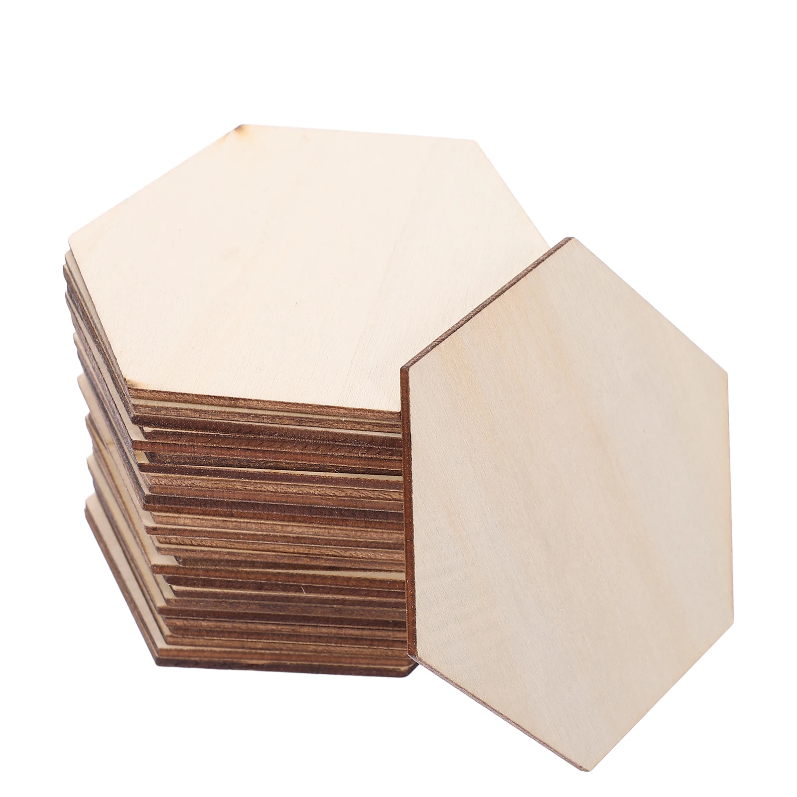

100 Pcs Wooden Crafts Hexagon Boards Unfinished Wood Tiles DIY Handpainted Decorations Stylish Artistic Design Wooden Hexagon