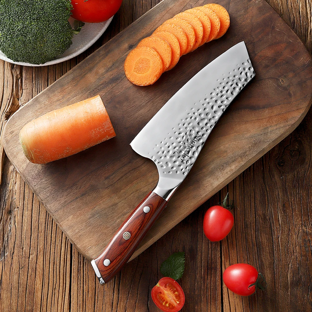 Sunnecko High Carbon Cleaver Chopping Knife German 1.4116 Steel Blade Rosewood Handle Butcher Cutting Meat Cooking Accessory