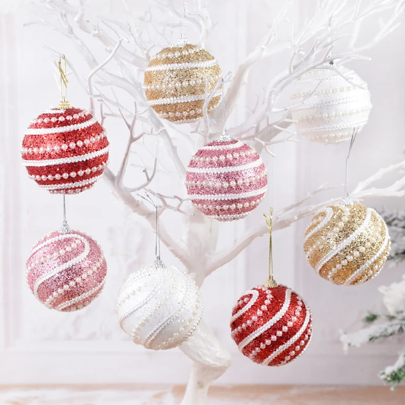 2/4pcs 8cm Christmas Balls For Tree White Pearl Balls Pendants Xmas Tree Hanging Ornaments For Home Navidad Gifts New Year Decor - Image 4