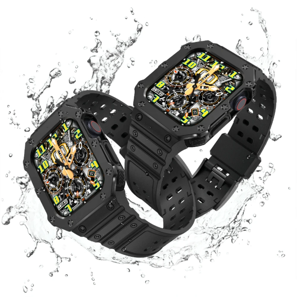 Electroplated TPU Integrated Strap for Apple Watch 44mm 40mm 45mm 41mm 42mm 38mm Sports Silicone Wristband for iWatch 8765432SE