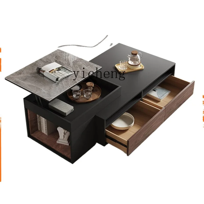 TQH minimalist rock slab lifting coffee table rectangular new modern home living room multi-functional storage table