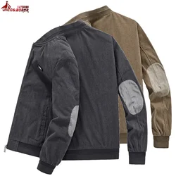 Men's Streetwear Spring Autumn Corduroy Denim Jacket For Military Motorcycle Jacket Men College Varsity Bomber Coats Clothing