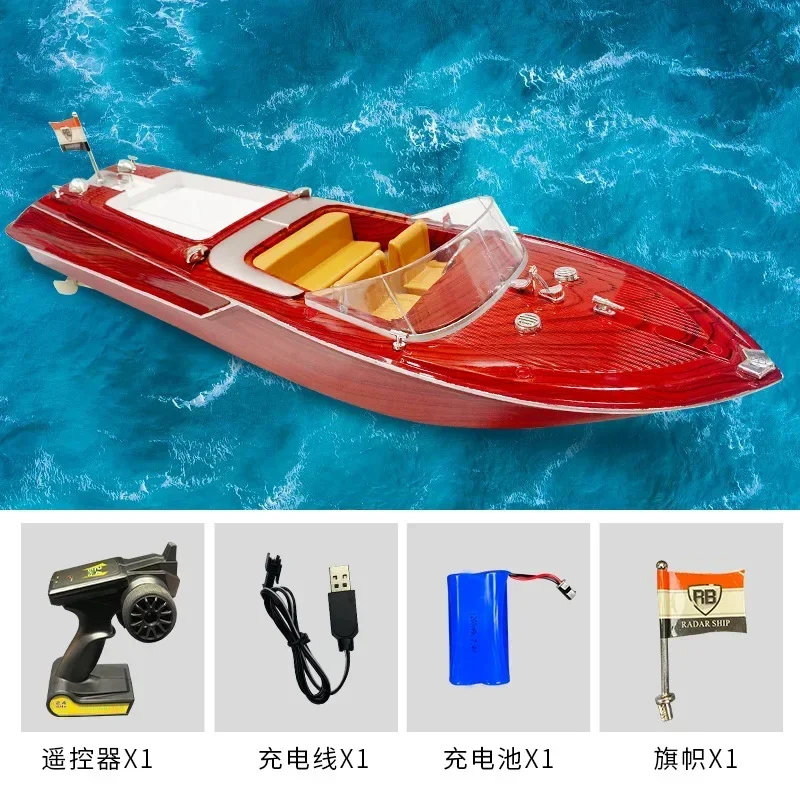 Remote Control Sk-1 Speedboat Toy High Speed Remote Control Boat Simulated Wood Grain Retro Toys Model Ornaments Festival Gift