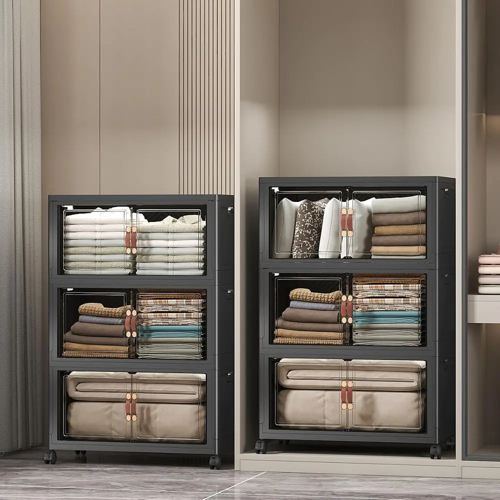

Large Stackable Storage Bins with Wheels and Lids for Home, Office, and Garage Organization