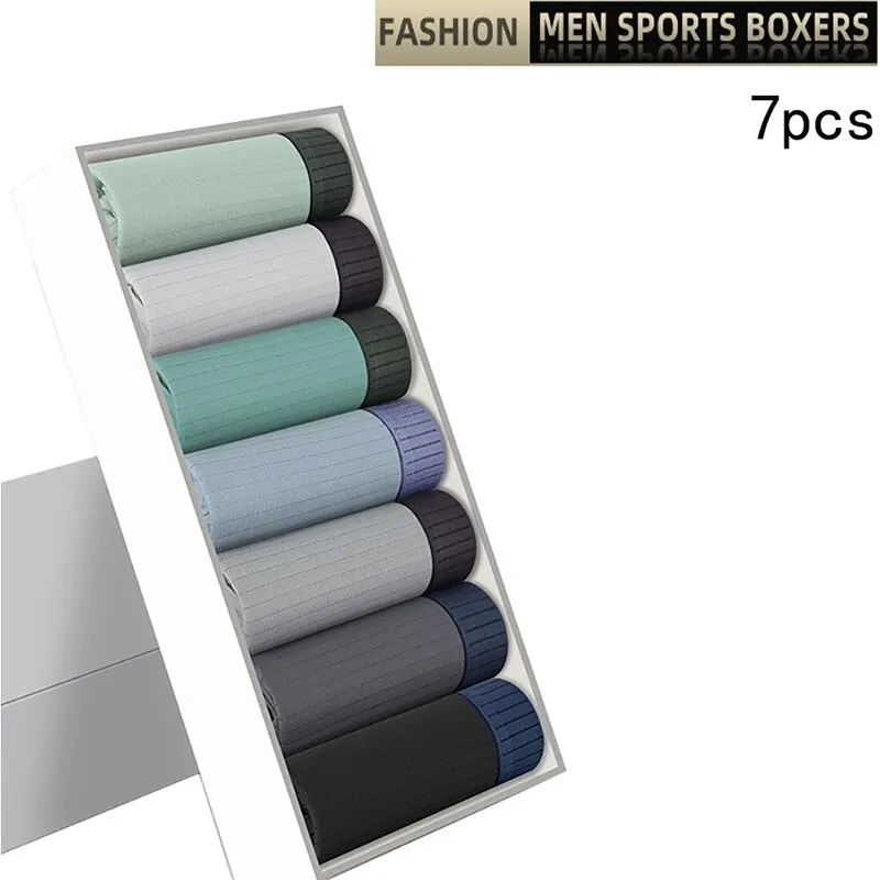 

7pcs Men Cotton Underwear Cotton Warm Men Breathable Shorts Sexy and Soft Men Boxing Shorts Cotton Multiple Strips As A Gift