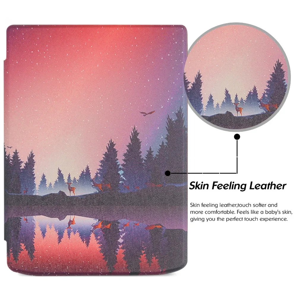 For PocketBook 743 InkPad Color 2, InkPad 4 PU Leather Soft Case 7.8'' E-book Reader Cover Auto Sleep Wake PB743 Shell Funda