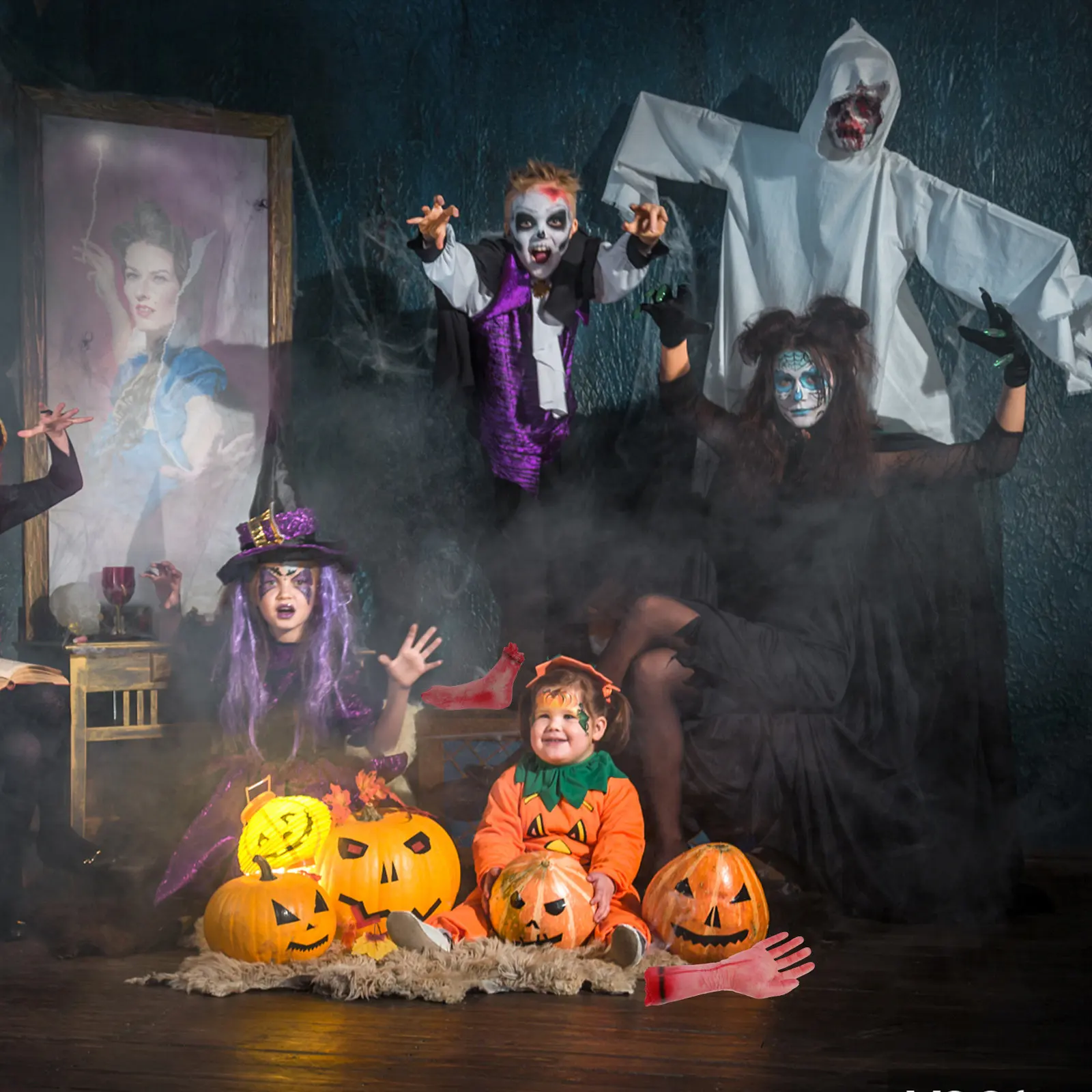 

1Set Halloween Severed Hand Foot Prop Realistic Bloodied Fake Limbs for Party Horror Decorations Scary Haunted House Ornaments