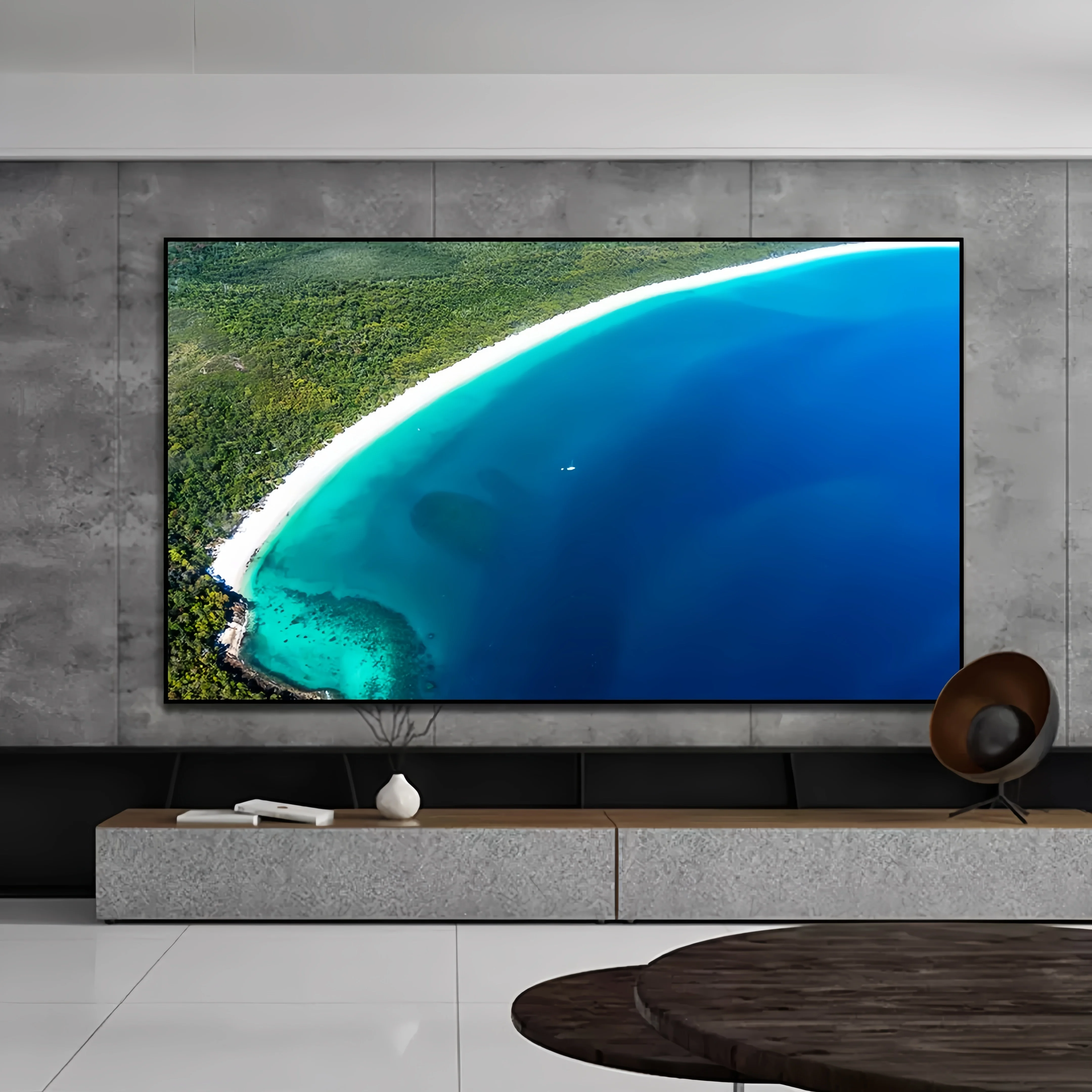 ALR Perforated Acoustically Transparent Sound Permeable Projection Screen With Edge Free Fixed Frame and Ambient Light Rejection
