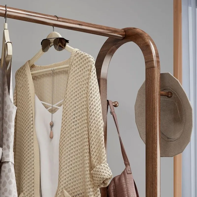Solid wood chest coat rack floor-to-ceiling bedroom modern simplicity with mirror integrated multi-functional creative storage