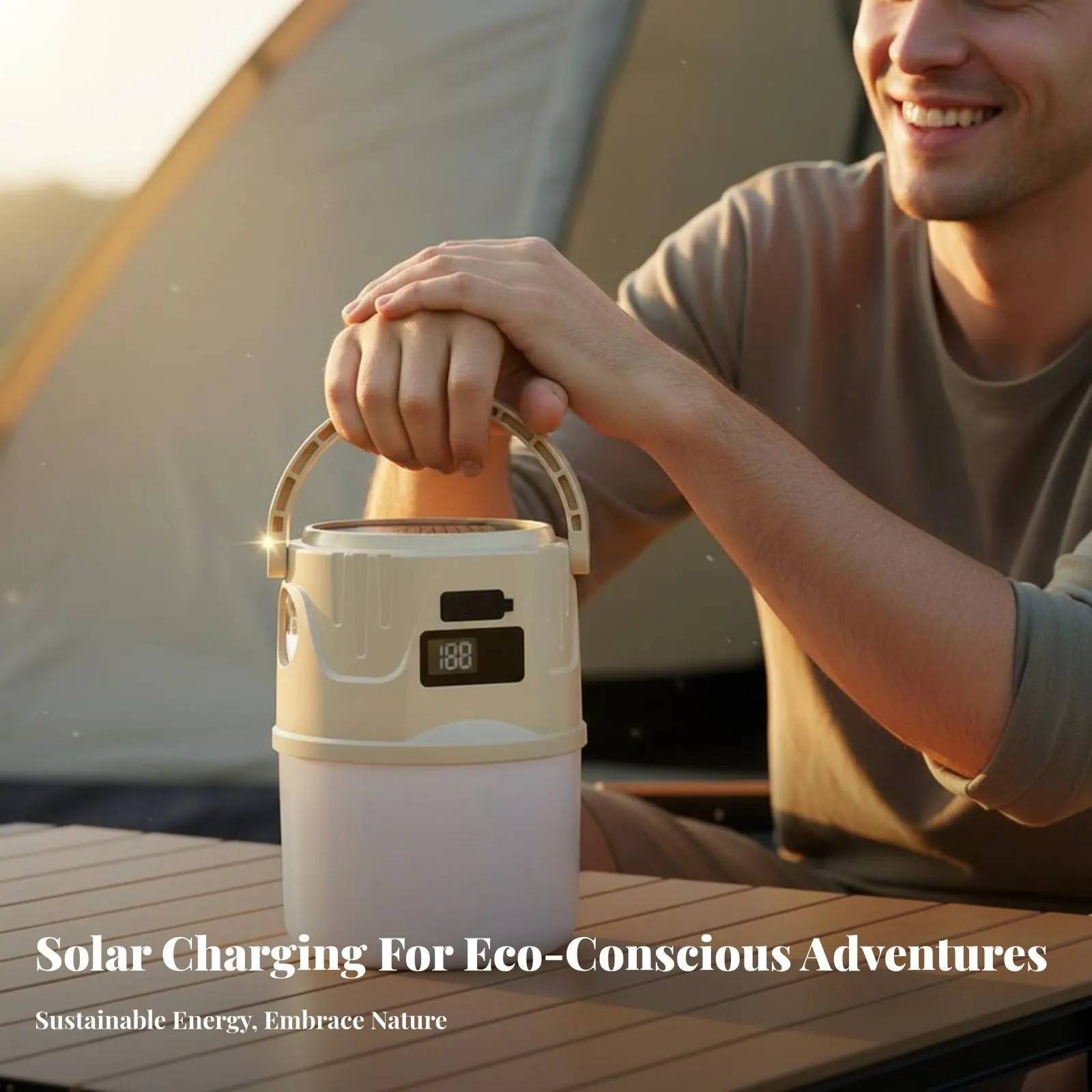 

Solar Camping Lamp Waterproof Renewable Lighting Lantern Emergency Power Bank Lamp Hanging Tent Lamp for Hikers, Hiking, Fishing