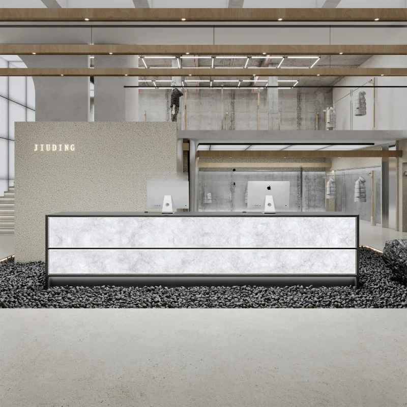 

C Stainless steel ice crack clothing store checkout page modern milk tea shop water bar shop hotel company front desk