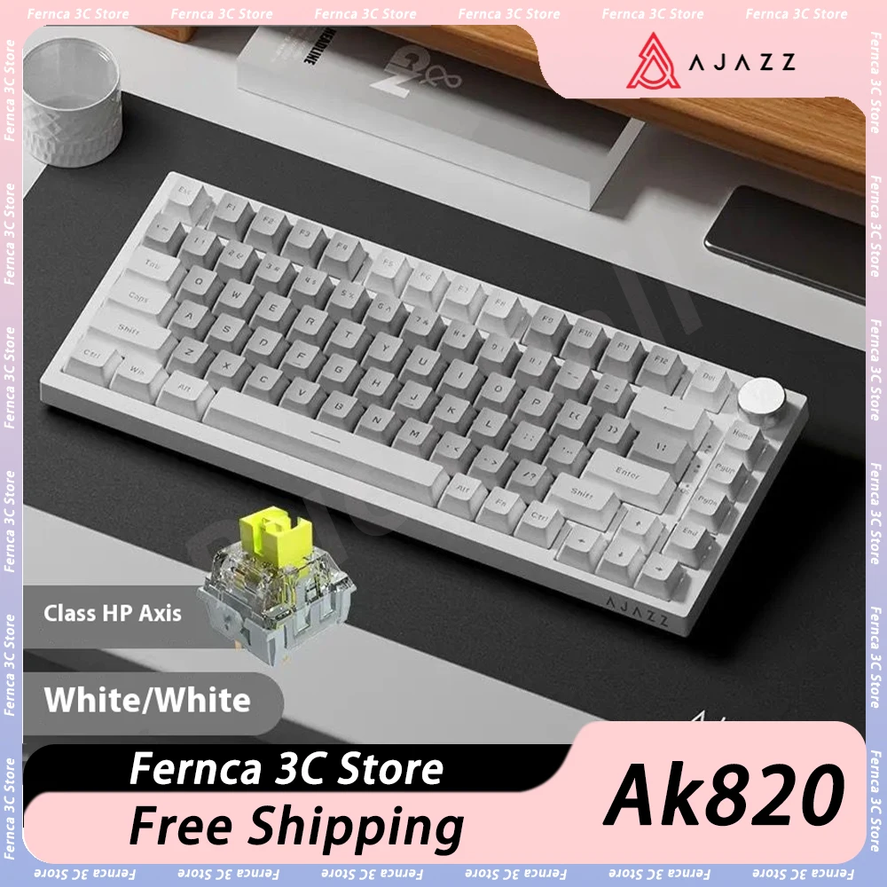 

Механическая клавиатура AJAZZ AK820, проводная с ручкой, игровая клавиатура, прокладка для горячей замены, дополнительные аксессуары для ПК с RGB-подсветкой, офиса, геймера