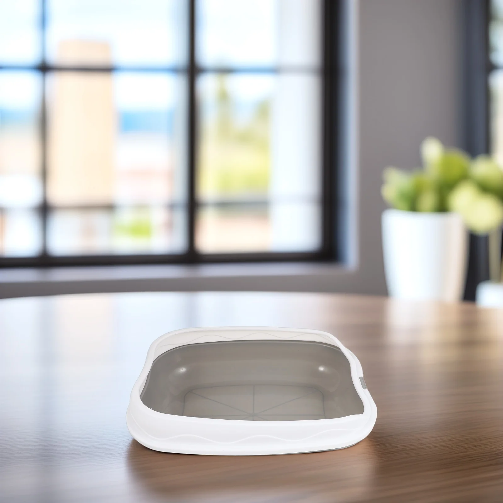 

Cat Litter Box Durable PP Material Large Space No Smell Easy Use Pet Toilet Kitten Training Potty Pan Semi enclosed Design Cat