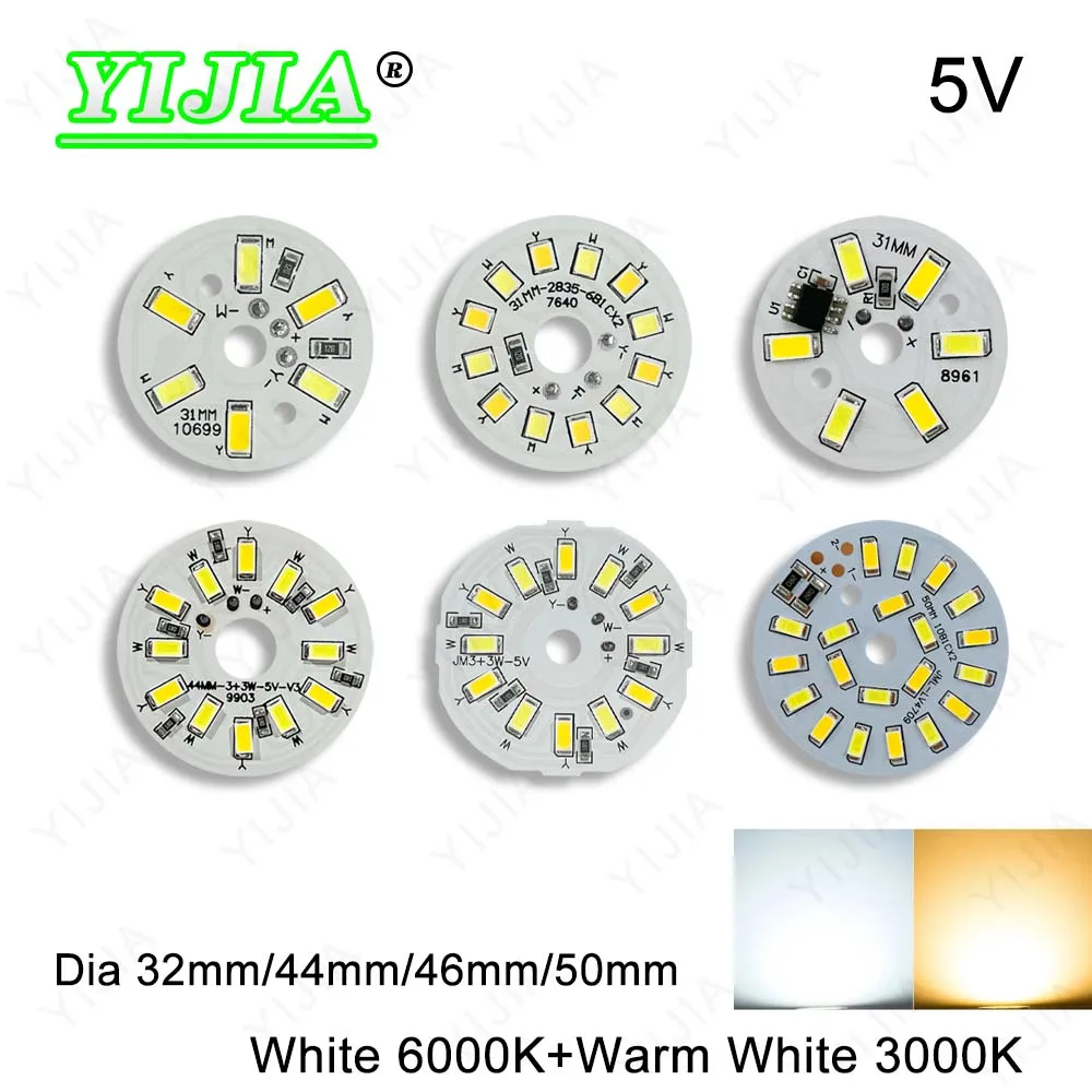 High Bright DC5V LED Light Board 3-10W Warm White Two Colors Driver Free Direct Plug USB SMD 2835 5730 Chips Light Source Board