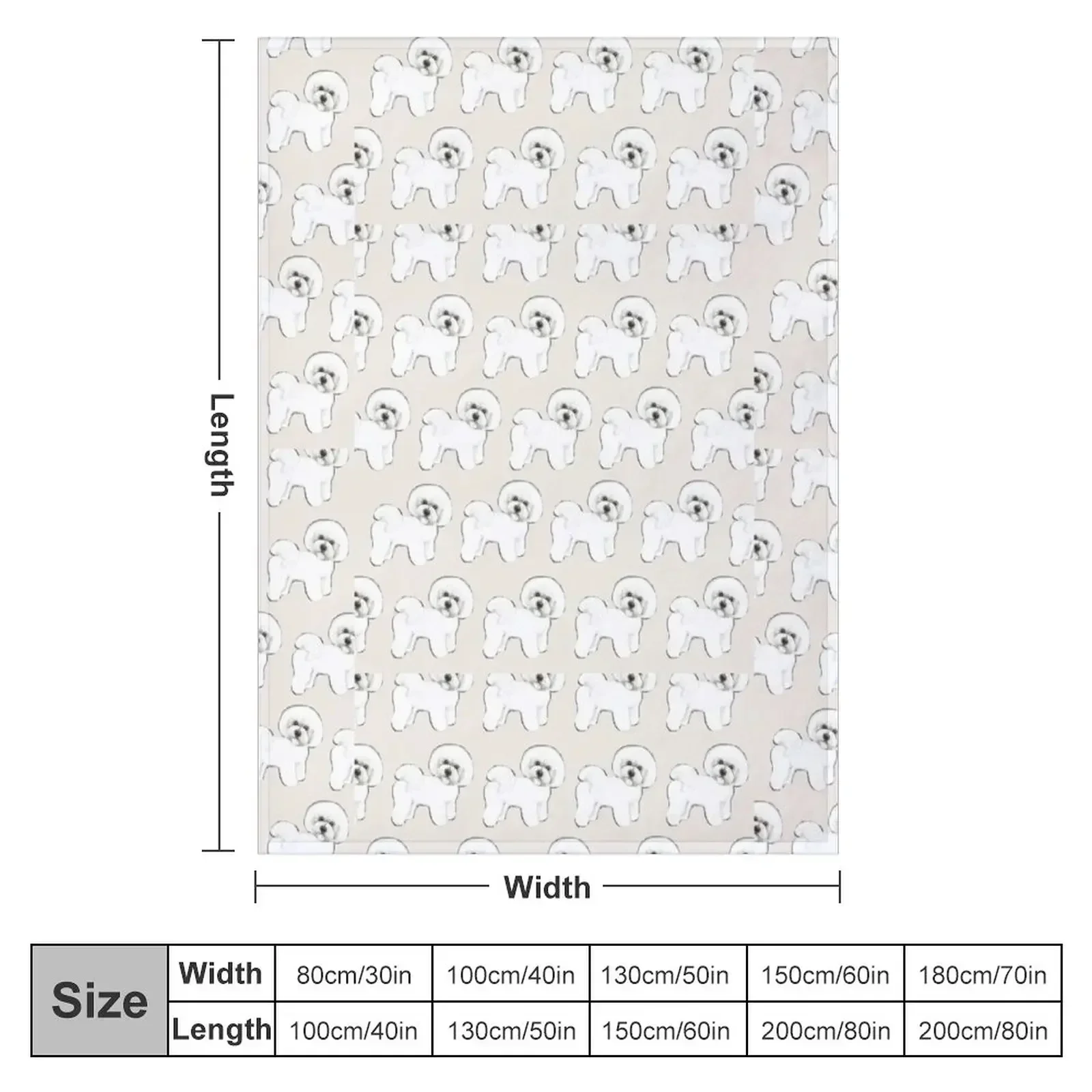Bichon Frise on Cream Throw Blanket Flannel Plaid anime Hair Blankets