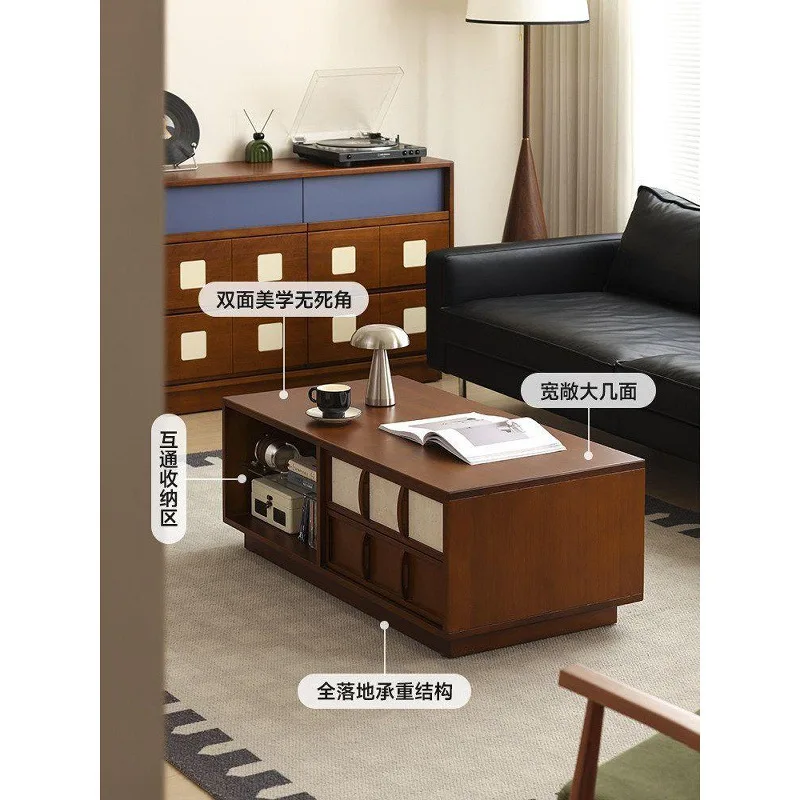 Customizable solid wood coffee table living room floor storage cabinet contrasting color combination cabinet TV cabinet