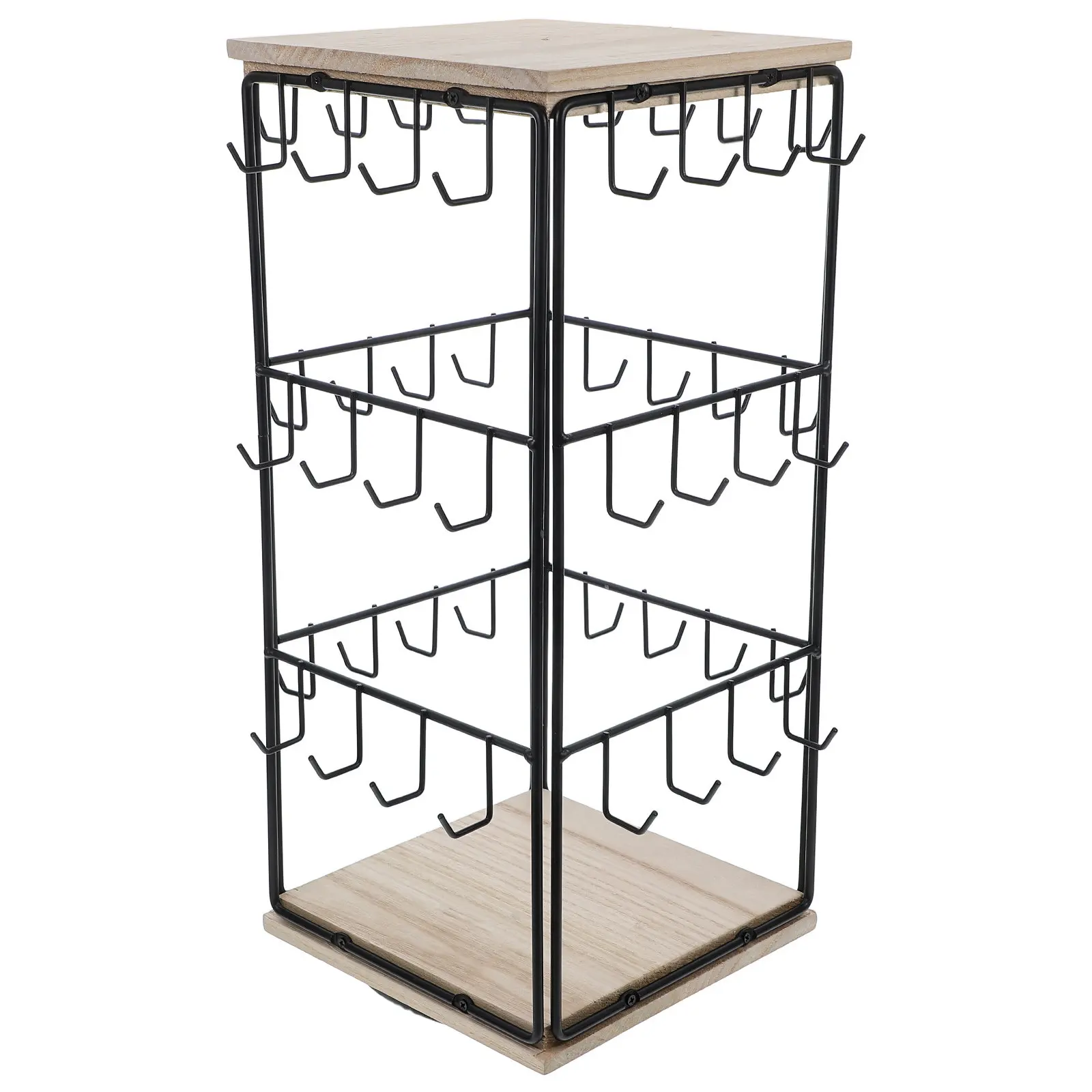 Rotating Wooden Jewelry Display Stand for Earrings Rings Necklaces Bracelets Organizer Tower Stylish Minimalist Home Decor