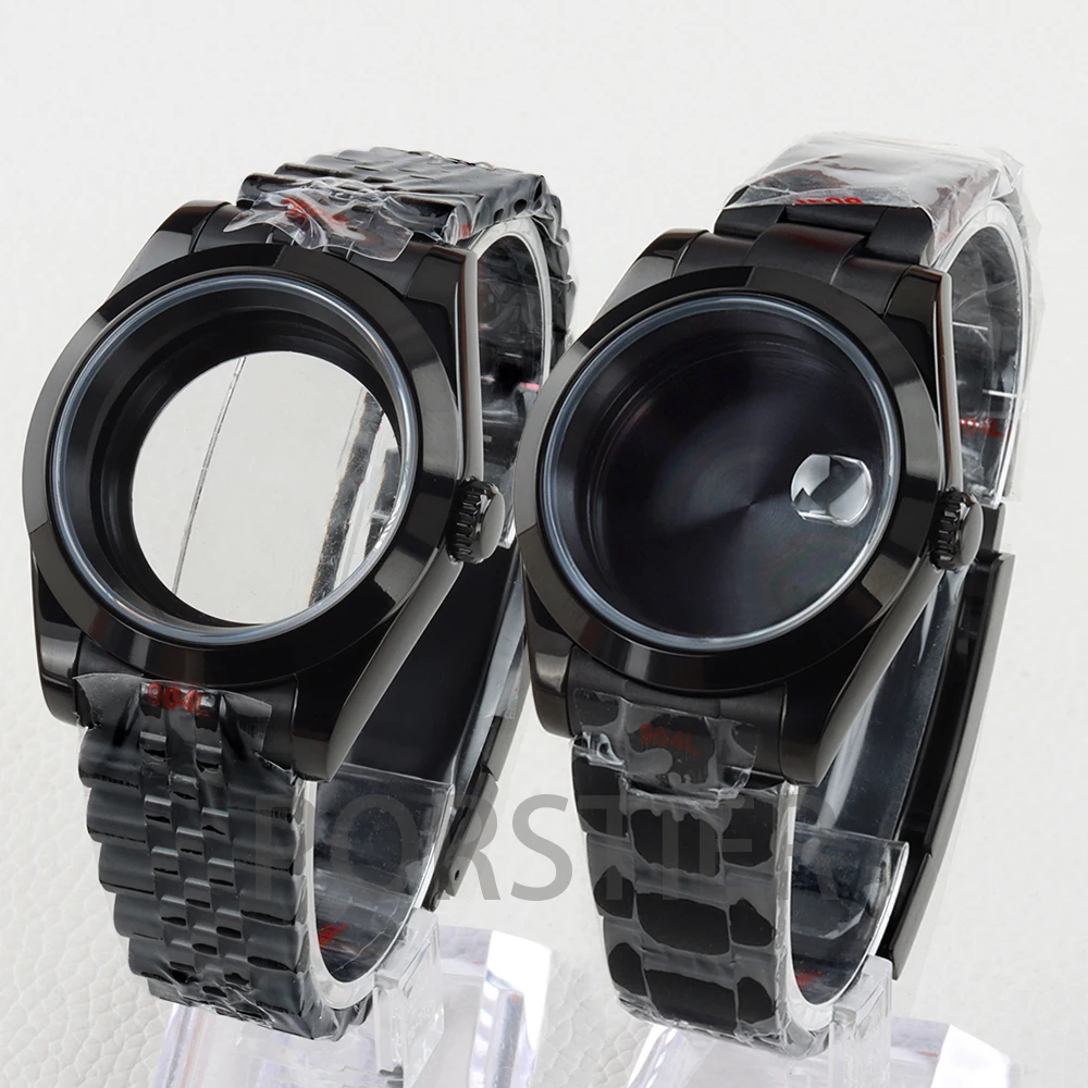 Black 36/39mm NH35 Watch Case 20mm Solid 316L Stainless Steel Jubilee/Oyster Strap for Datejust NH35 NH36 Movement 28.5mm Dial